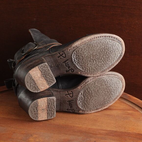 P. Monjo Boots Womens SZ EU 36 US 6 BLK Lexi Ankle Leather Pull On Moto Casual - Picture 8 of 13